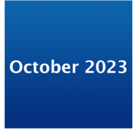 Icon mit weißer Schrift "October 2023" auf blauem Grund