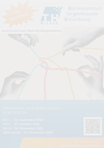 Poster zum Lunch & Learn zu Berufungsthemen.