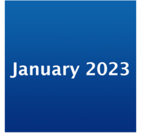 Icon mit weißer Schrift "January 2023" auf blauem Grund