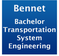Weiße Schrift Transportation System Engineering auf blauem Hintergrund