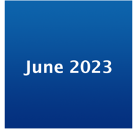Icon mit weißer Schrift "June 2023" auf blauem Grund