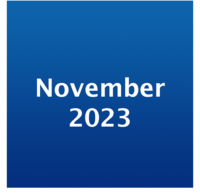 Icon mit weißer Schrift "November 2023" auf blauem Grund