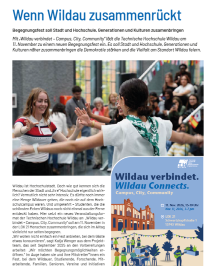 Zeitungsartikel zur Veranstaltung "Wildau verbindet" im Wildauer Stadtboten
