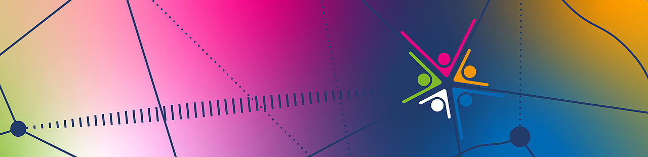 Buntes Banner mit einem Diversity-Icon