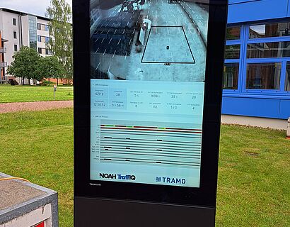Display mit Infrarot-Bild und Signalzeitenplan