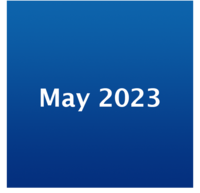 Icon mit weißer Schrift "May 2023" auf blauem Grund